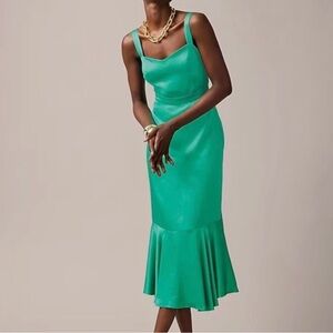 NWT J Crew Teal Sleeveless Satin Dress